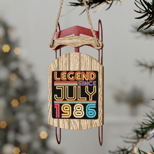 Birthday Greeting July 1986 Sled Ornaments