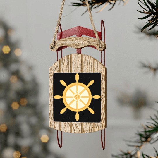 Ship's Wheel, nautical star & cardinal points Sled Ornaments