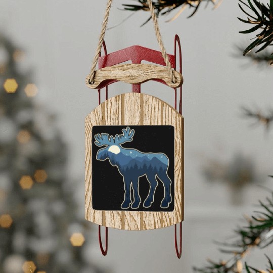 Wild Adventure Moose Sled Ornaments
