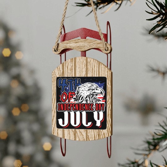 Eagle America American Flag 4th Of July Sled Ornaments