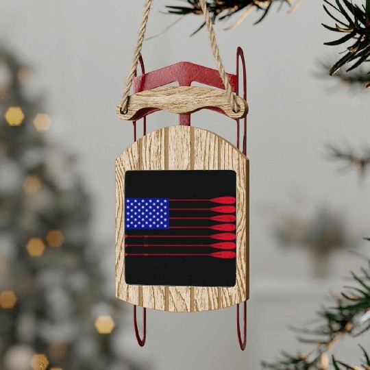 Cool Distressed American Flag Rowing Oar Funny Sled Ornaments