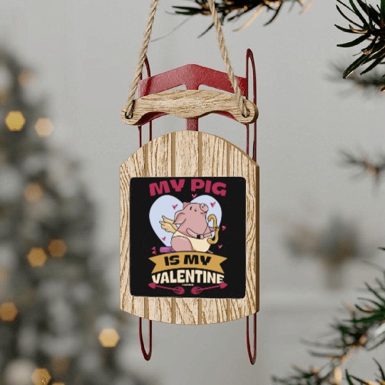 Pig animal piglet farm funny gift Sled Ornaments