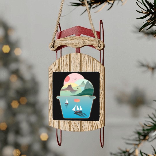 Ice Cream Summer Ocean Wanderlust Sailing Sunset Sled Ornaments