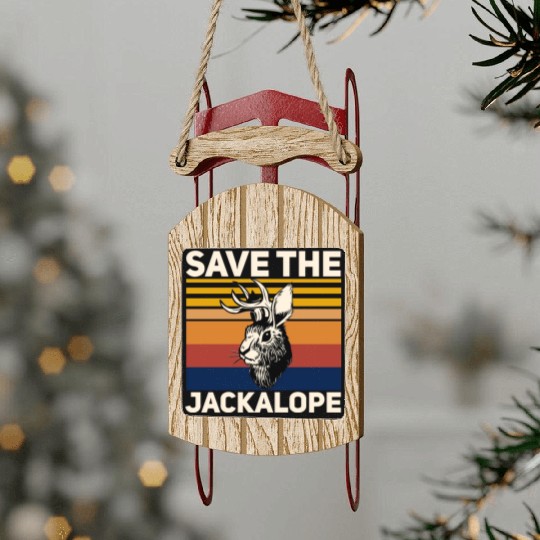 Save The Jackalope , Vintage Retro Camping Lover Sled Ornaments