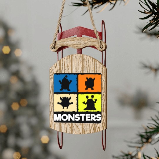 Cute Scary Halloween Big Brother Sled Ornaments