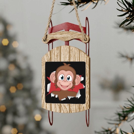 Monkey Children Monkey Child Chimpanzee Sled Ornaments