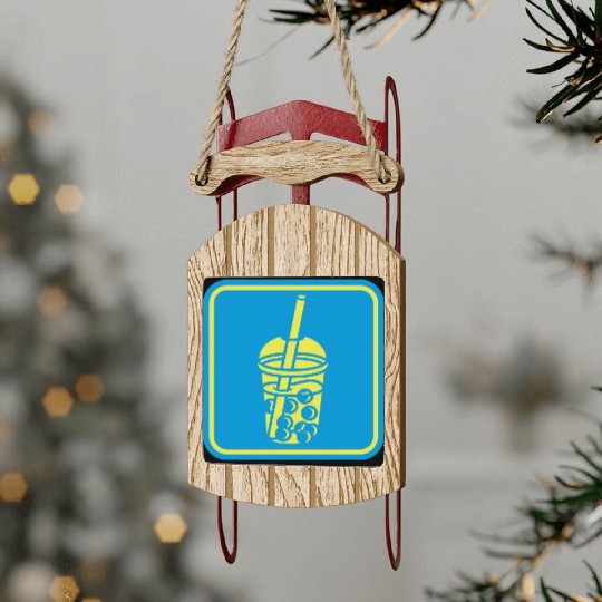 Sign bubble tea button Sled Ornaments
