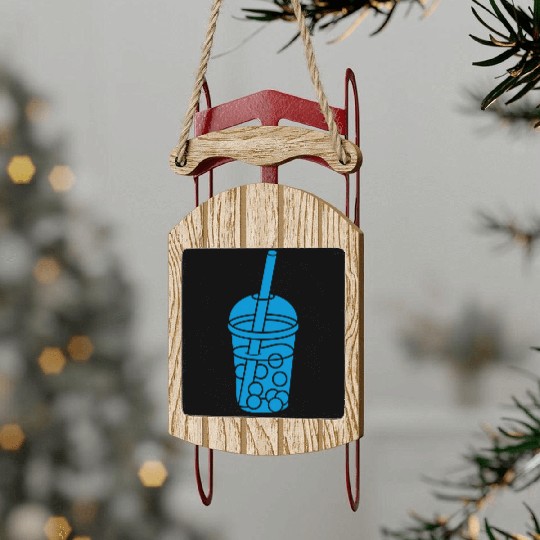 Mug design bubble tea Sled Ornaments