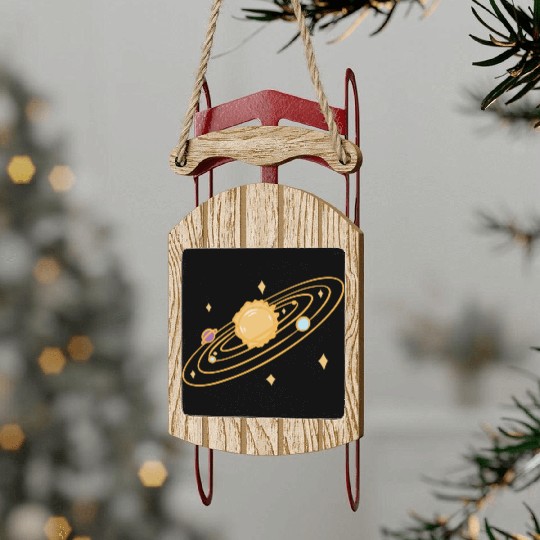 solar system with sparkles doodle Sled Ornaments