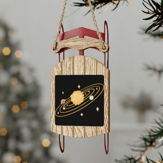solar system with sparkles doodle Sled Ornaments