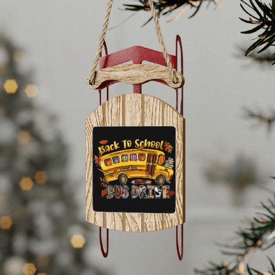 Back To School Bus Drive Sled Ornaments