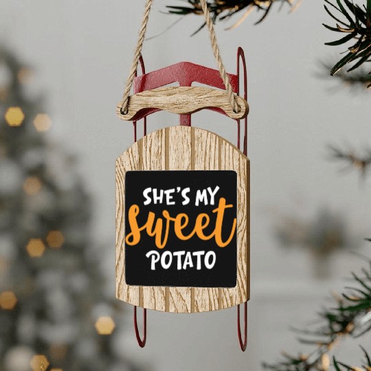 She's My Sweet Potato Funny Matching Mom Daughter Sled Ornaments