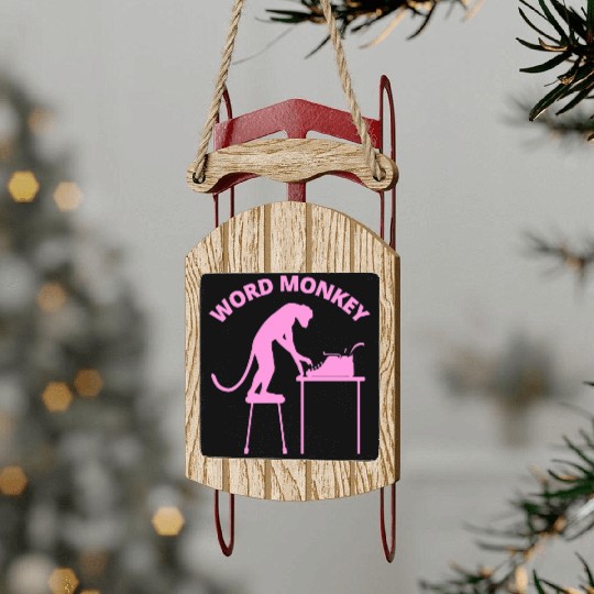 Word Monkey Sled Ornaments