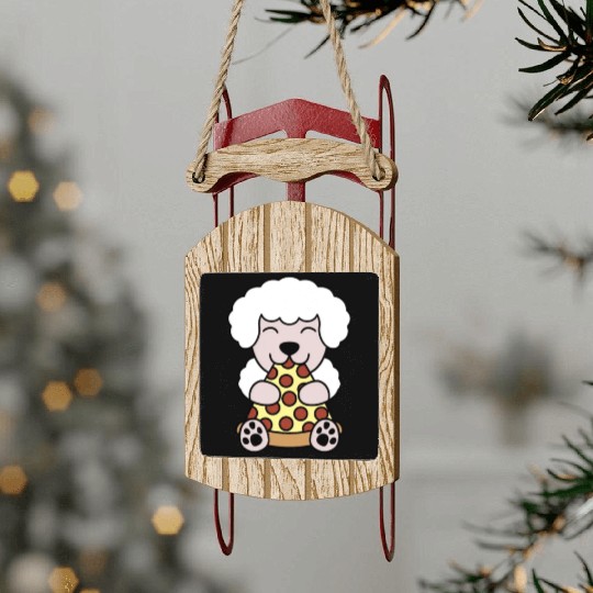 Poodle Pizza Lover Sled Ornaments