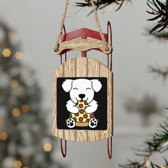 Great Pyrenees Pizza Lover Sled Ornaments