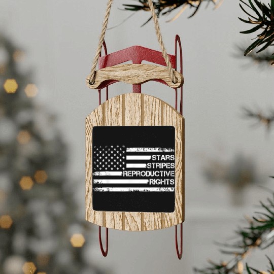 Stars Stripes Reproductive Rights US Flag 4th July Sled Ornaments