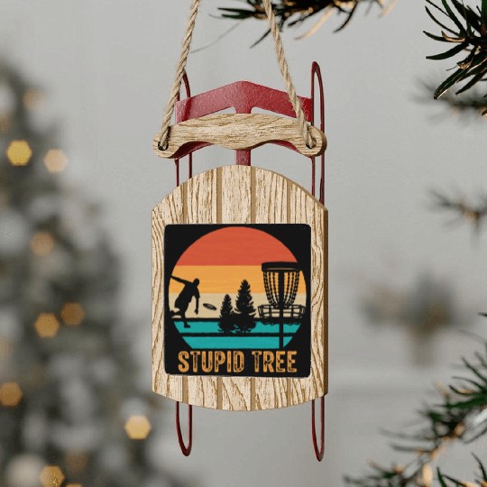 Stupid Tree Disc Golf Vintage Ultimate Frisbee Sled Ornaments