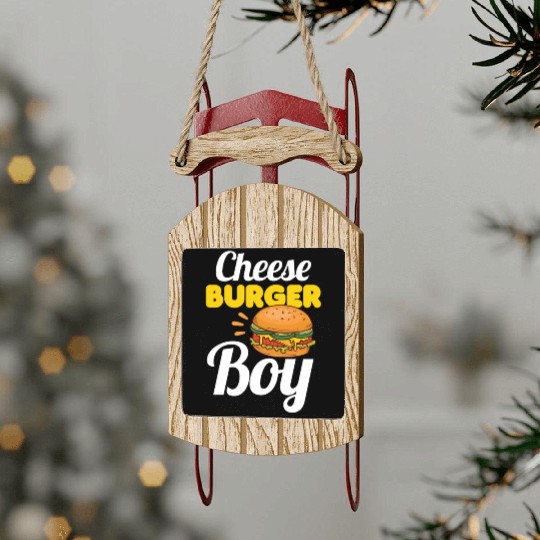 Cheese Burger Boy Sled Ornaments