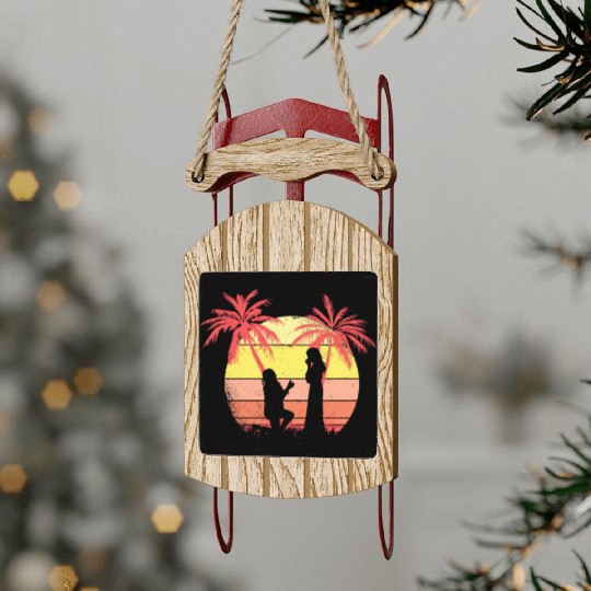 Lesbian Couple Romantic Marriage Propose Summer Sled Ornaments
