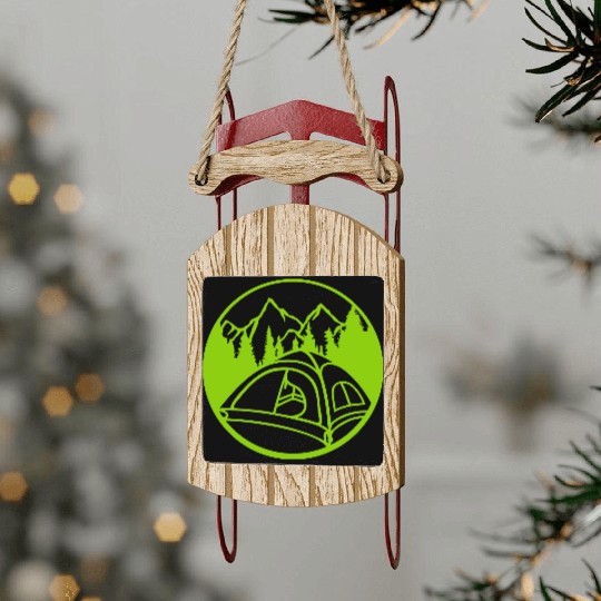 circle mountains camping forest Sled Ornaments