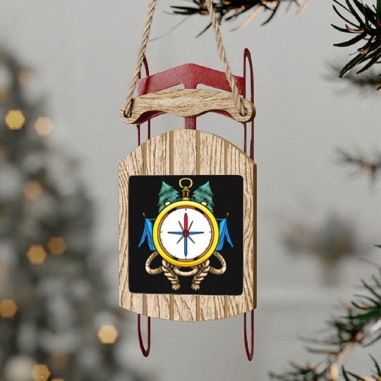 Compass Camp Campsite Camper Camping Sled Ornaments
