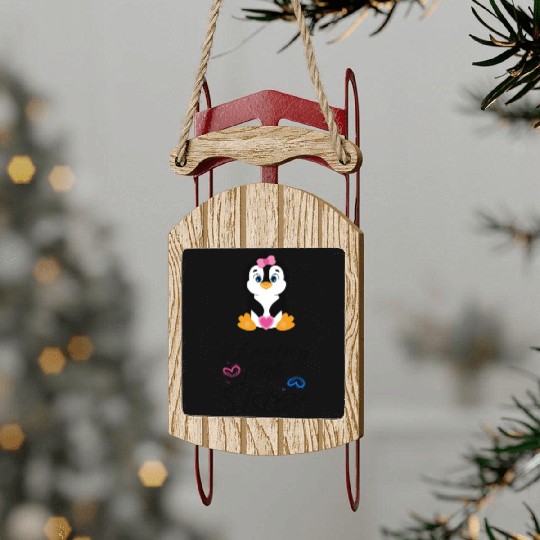I love my little sister Pinguin Sled Ornaments