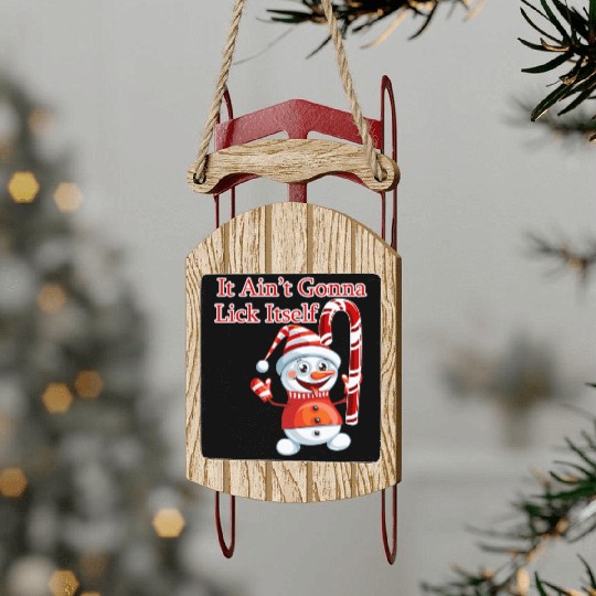 Christmas Holiday Candy Canes It'S Not Gonna Lick Sled Ornaments