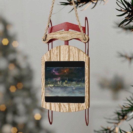 Storm and Whales with a Biblical Scipture Sled Ornaments