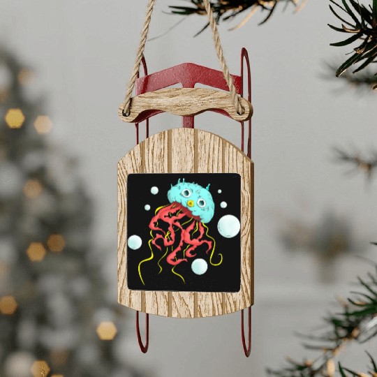 Amazing Jellyfish swimming underwater Sled Ornaments