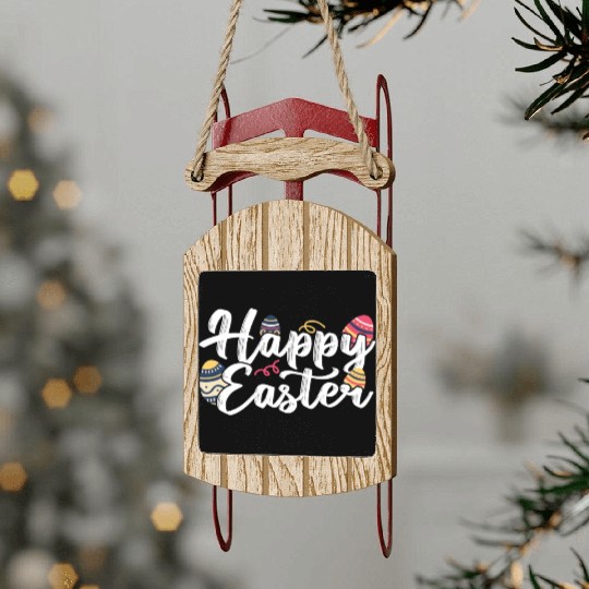 Happy Easter Egg Bunny Sayings Sled Ornaments