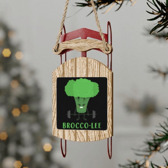 Brocco Lee Broccolee Karate Martial Arts Sled Ornaments
