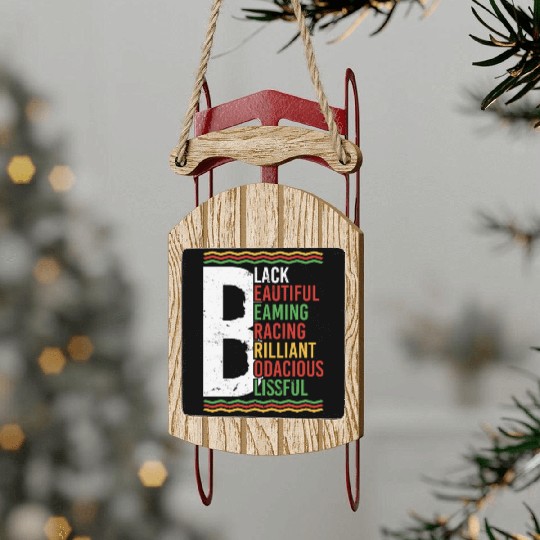Black Beautiful Beaming Bracing Brilliant Sled Ornaments