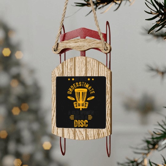 Old Women Disc Golf Vintage Ultimate Frisbee Sled Ornaments