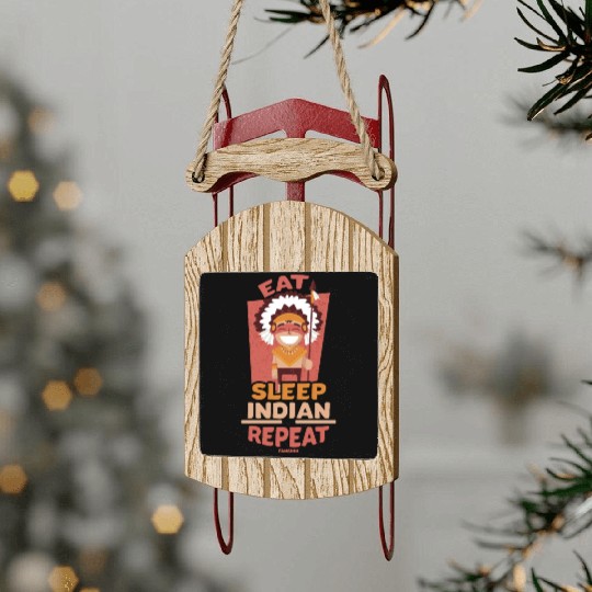 Eat Sleep Indian Repeat Native American People Sled Ornaments
