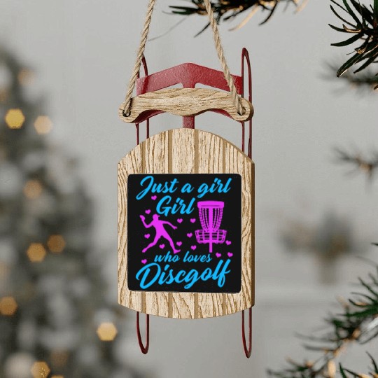 Girl Who Loves Disc Golf Vintage Ultimate Frisbee Sled Ornaments