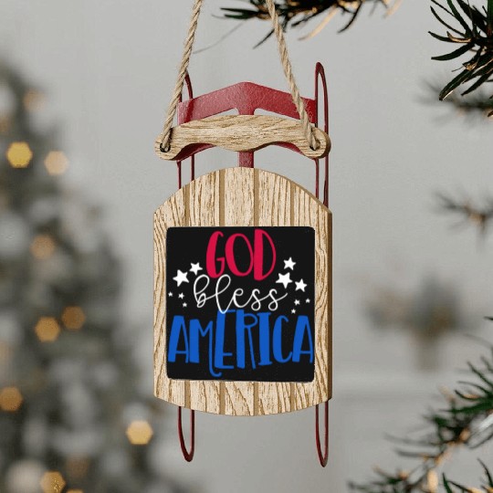 God Bless America Patriotic American 4th of Julygo Sled Ornaments