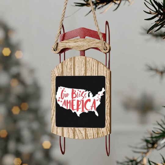 God Bless America USA Map Patriotic 4th of Julygod Sled Ornaments