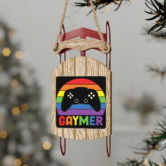 LBGT Flag Gay Pride Human Gaymer Gamer Sled Ornaments
