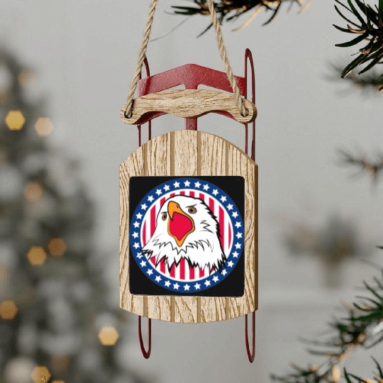 Red White and Blue For You Sled Ornaments
