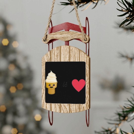 ice cream is love Sled Ornaments