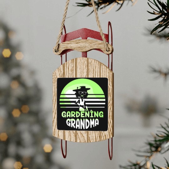 Gardening Grandma Granny Garden Gardener Sled Ornaments