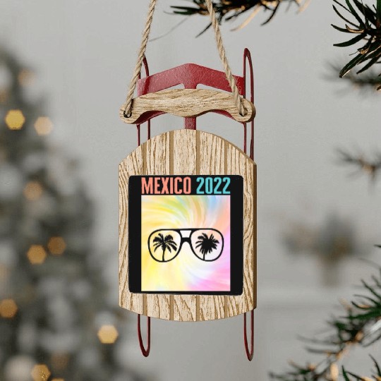 Mexico 2022 Sled Ornaments, Mexican Sunglasses Palm Tree