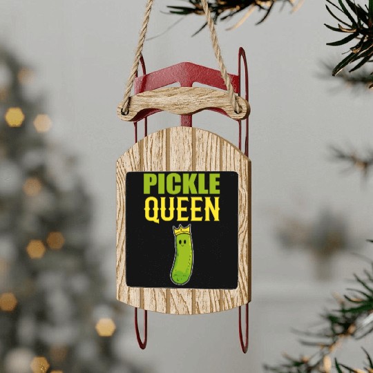 Pickle Queen Head Chef Gift Sled Ornaments