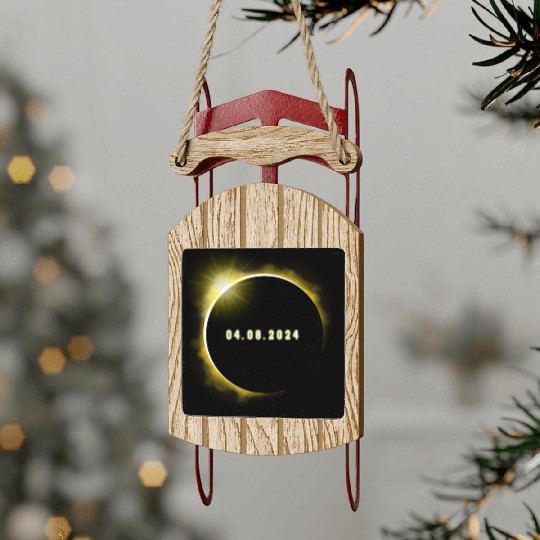 Total Solar Eclipse 4.08.24 Totality Solar Eclipse Sled Ornaments