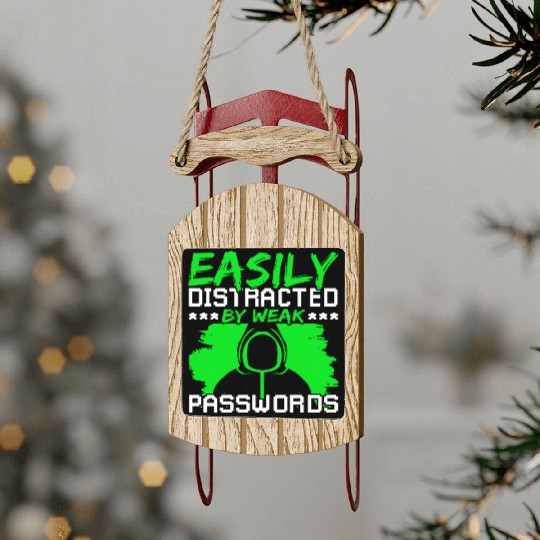 Cyber Security Ethical Hacker Password Sled Ornaments