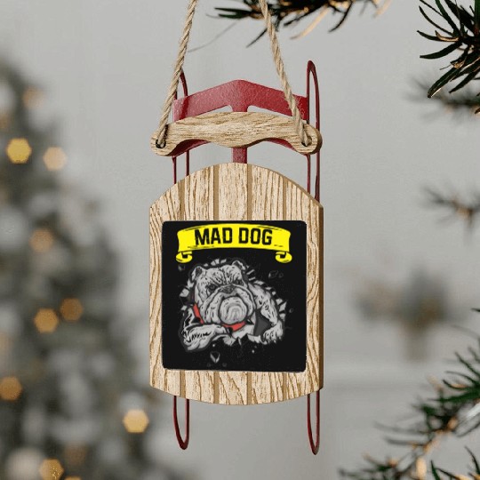 Mad dog pitbill lover Sled Ornaments
