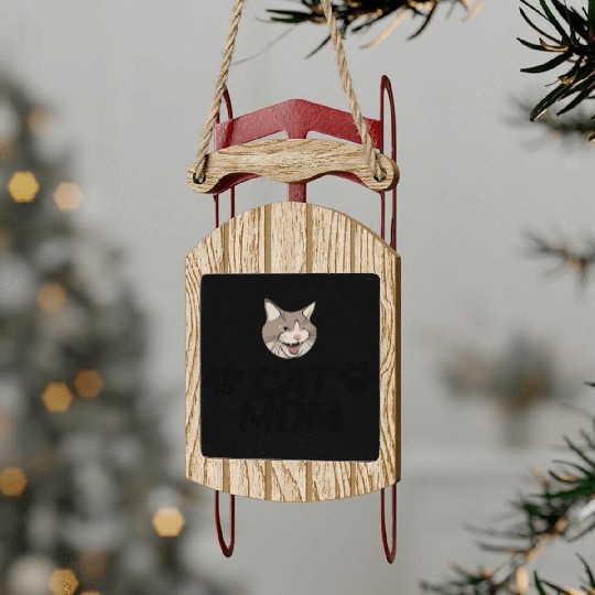 Cat Mom Funny design Classic Sled Ornaments
