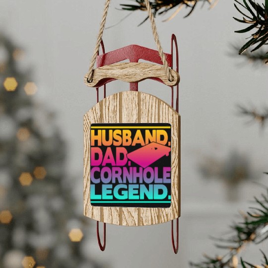 Husband Dad Cornhole Legend Classic Sled Ornaments