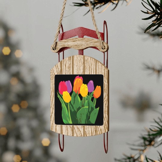 Tulip Garden Gardening Sled Ornaments