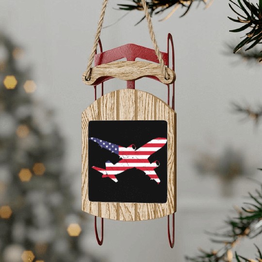 American Flag Airplane Stars And Stripes Sled Ornaments